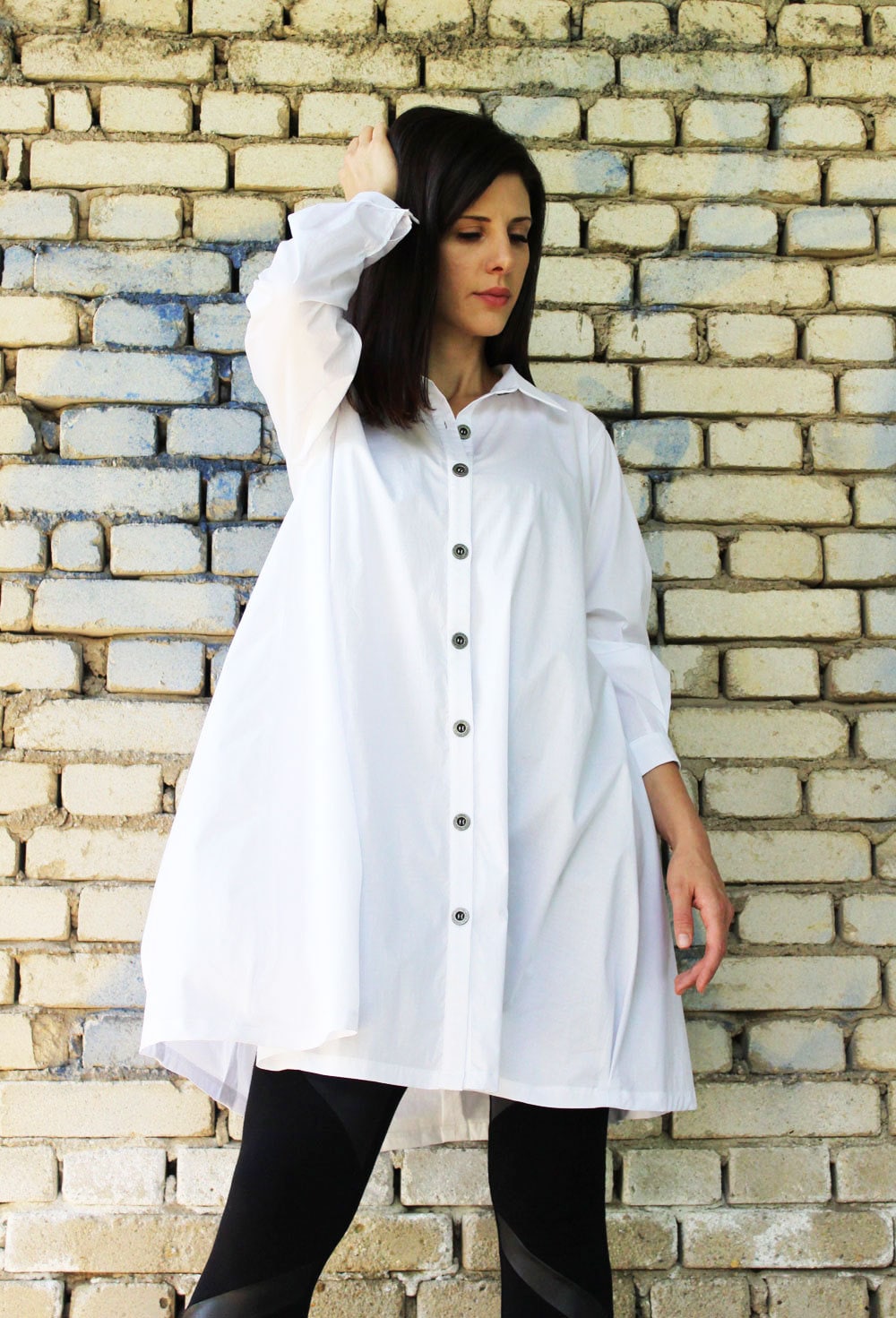 Pvot Over-Sized Long Sleeve T-Shirts (Marble White)