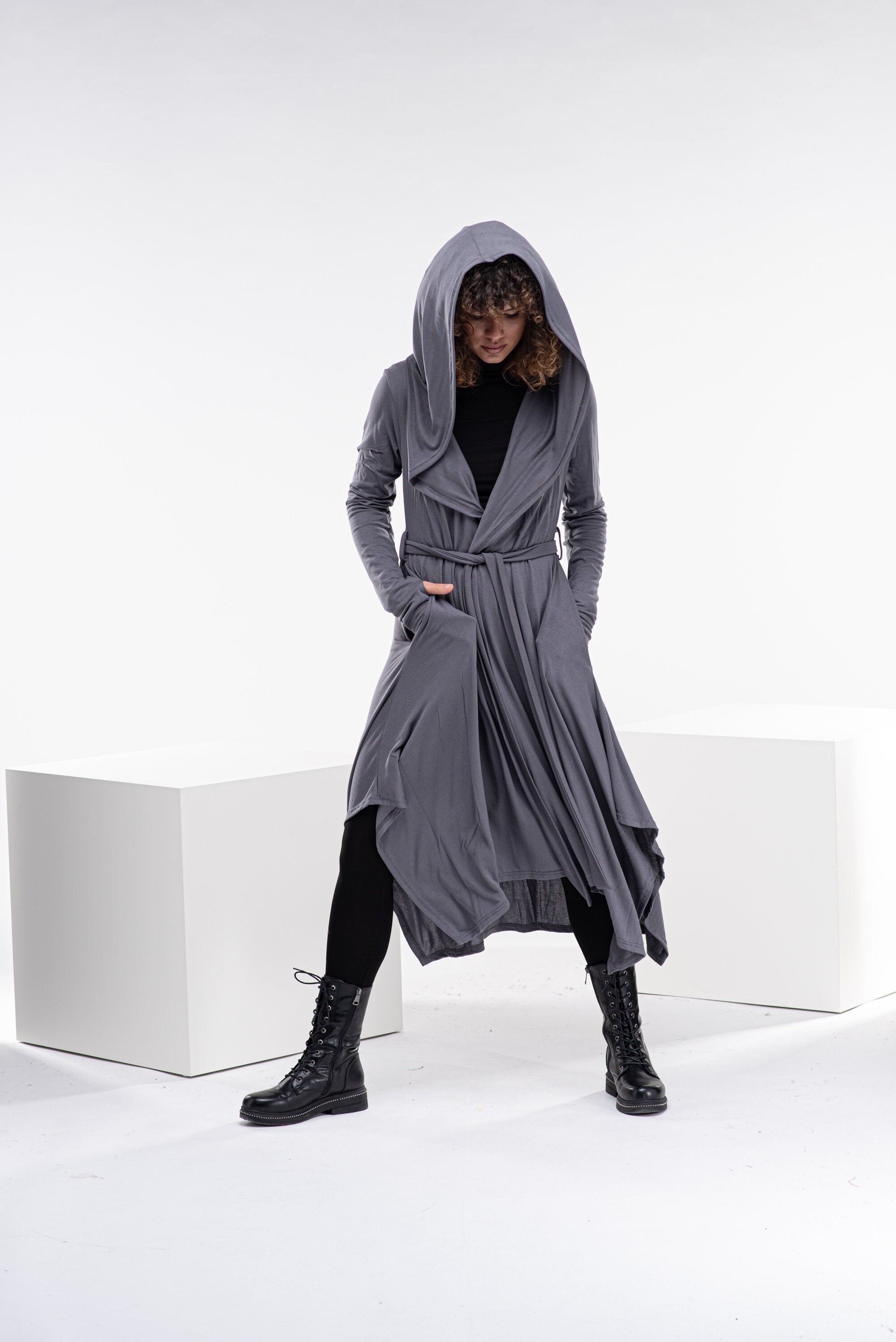 Hooded Witch Cloak, Asymmetric Cyberpunk Hoodie, Long Hooded Witch Cloak, Asymmetric Cyberpunk Hoodie, Long