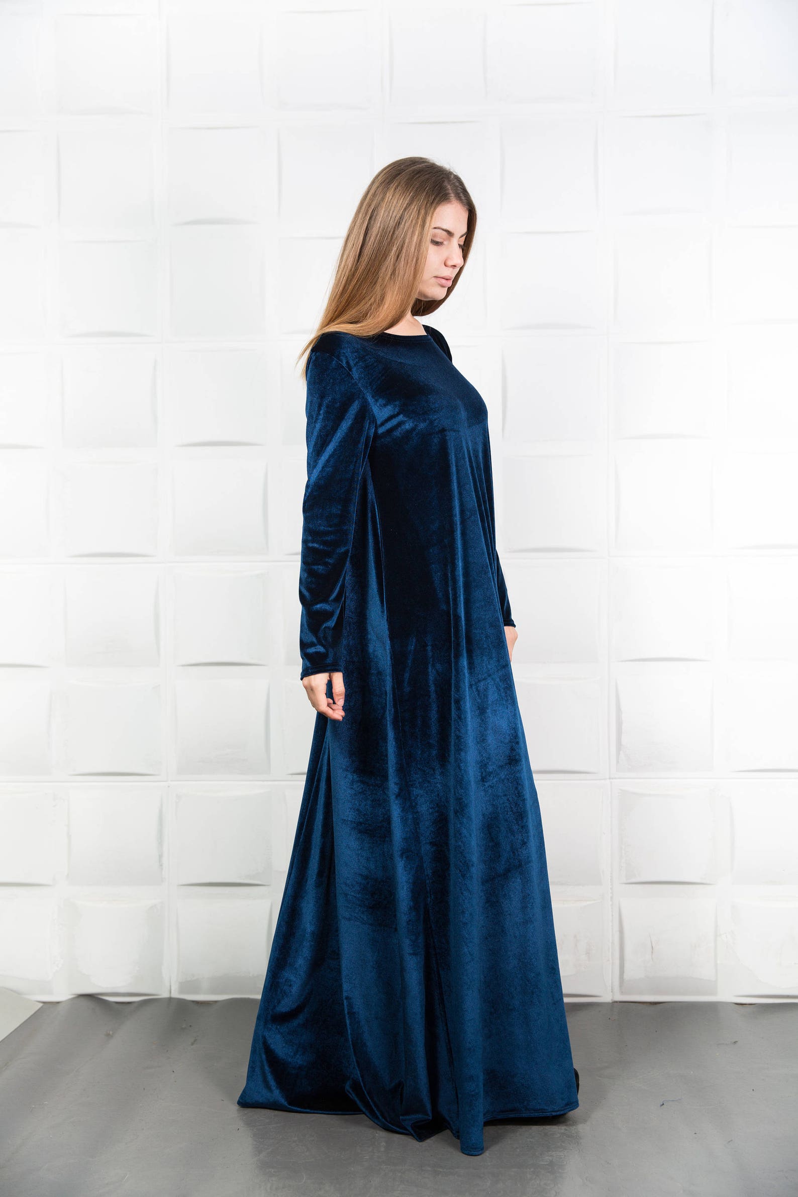 Velvet Dress Blue Velvet Dress Formal Dress Plus Size Ball | Etsy