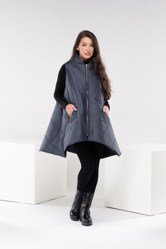 ジャケット・アウター COLDBLEAKER/Long Vest Women's Long Down Vest Sleeveless Hooded Jacket Plus Size