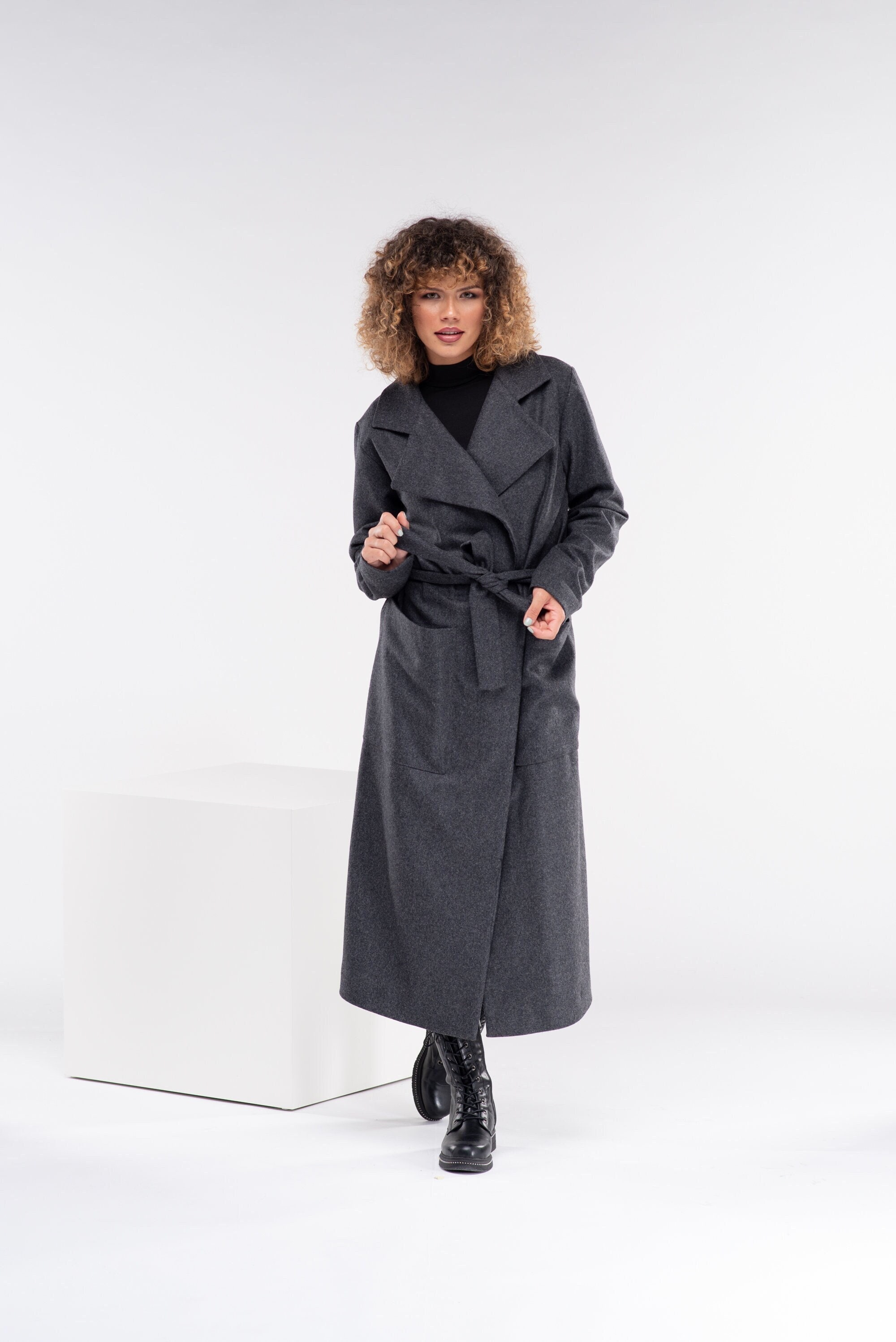 plus size belted coat