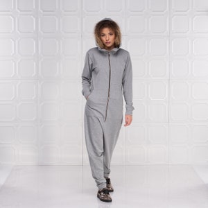 Harem Jumpsuit, Loose Grey Jumpsuit Women Overalls, Harem Pants Women image 2