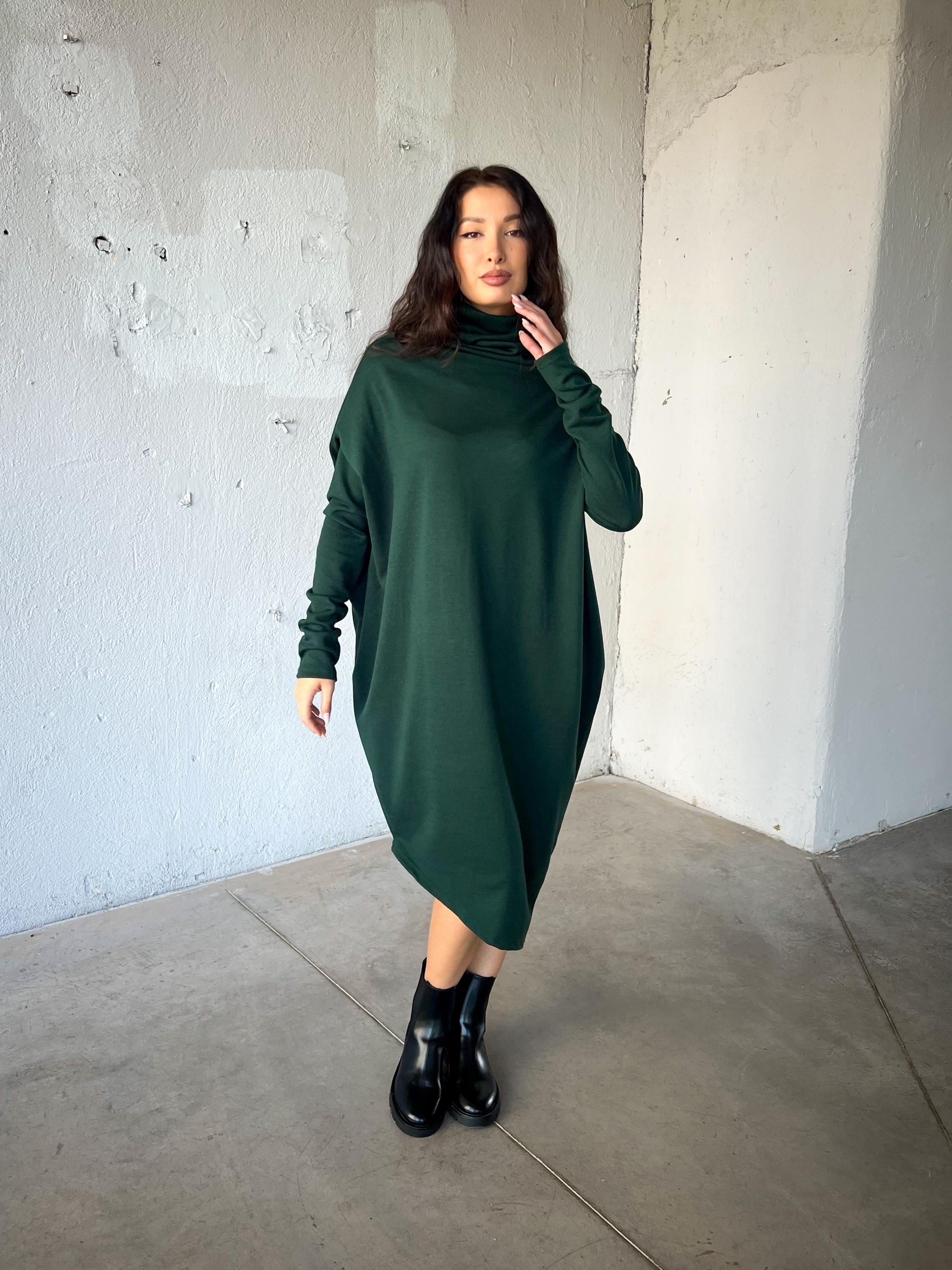 white christmas dresses Leslie Sweater Dress- Hunter Green Large main image 1