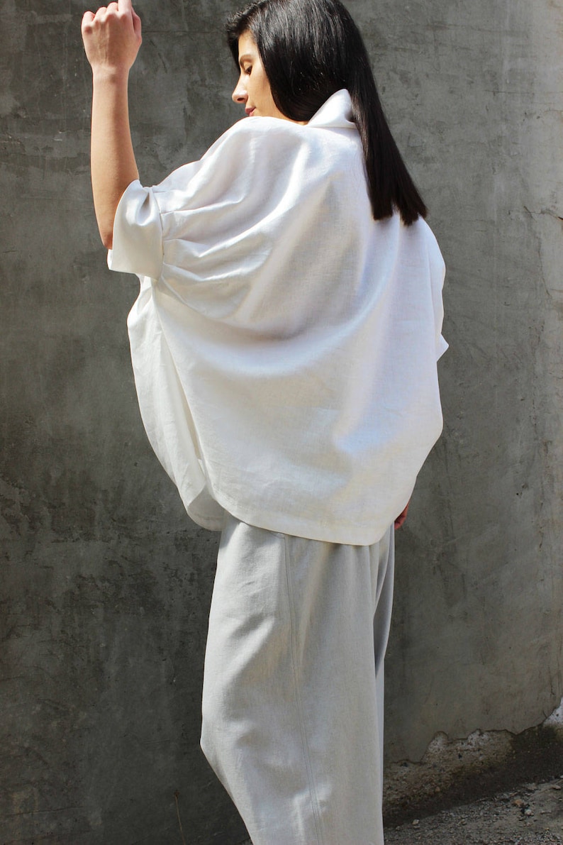 Linen Top, Linen Tunic Top, White Linen Top, Plus Size Linen, Loose Linen Top, Summer Top, Plus Size Tunic, Boho Top,Oversize Top,Plus Size image 5