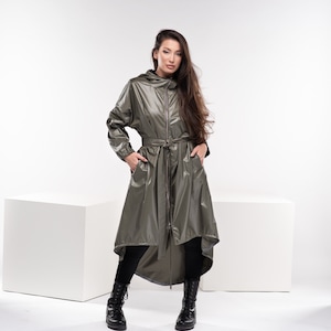 Asymmetrical Oversized Raincoat, Long Cyberpunk Jacket, Hooded ...
