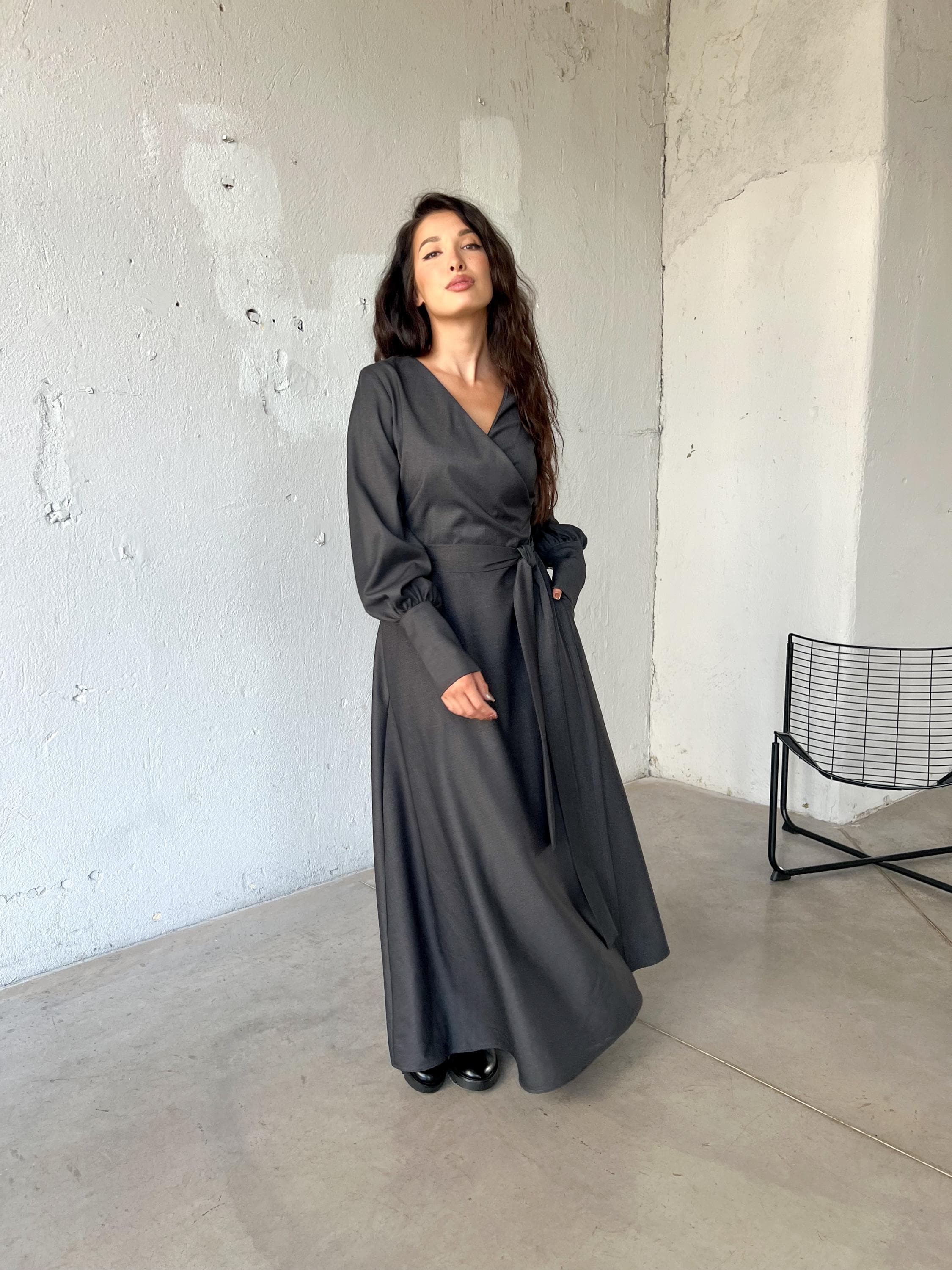 slim fit dress slacks Heavyweight Linen Midi Dress - Gray Linen Dress - Linen Dress with Pockets - Boho Linen Dress with Belt