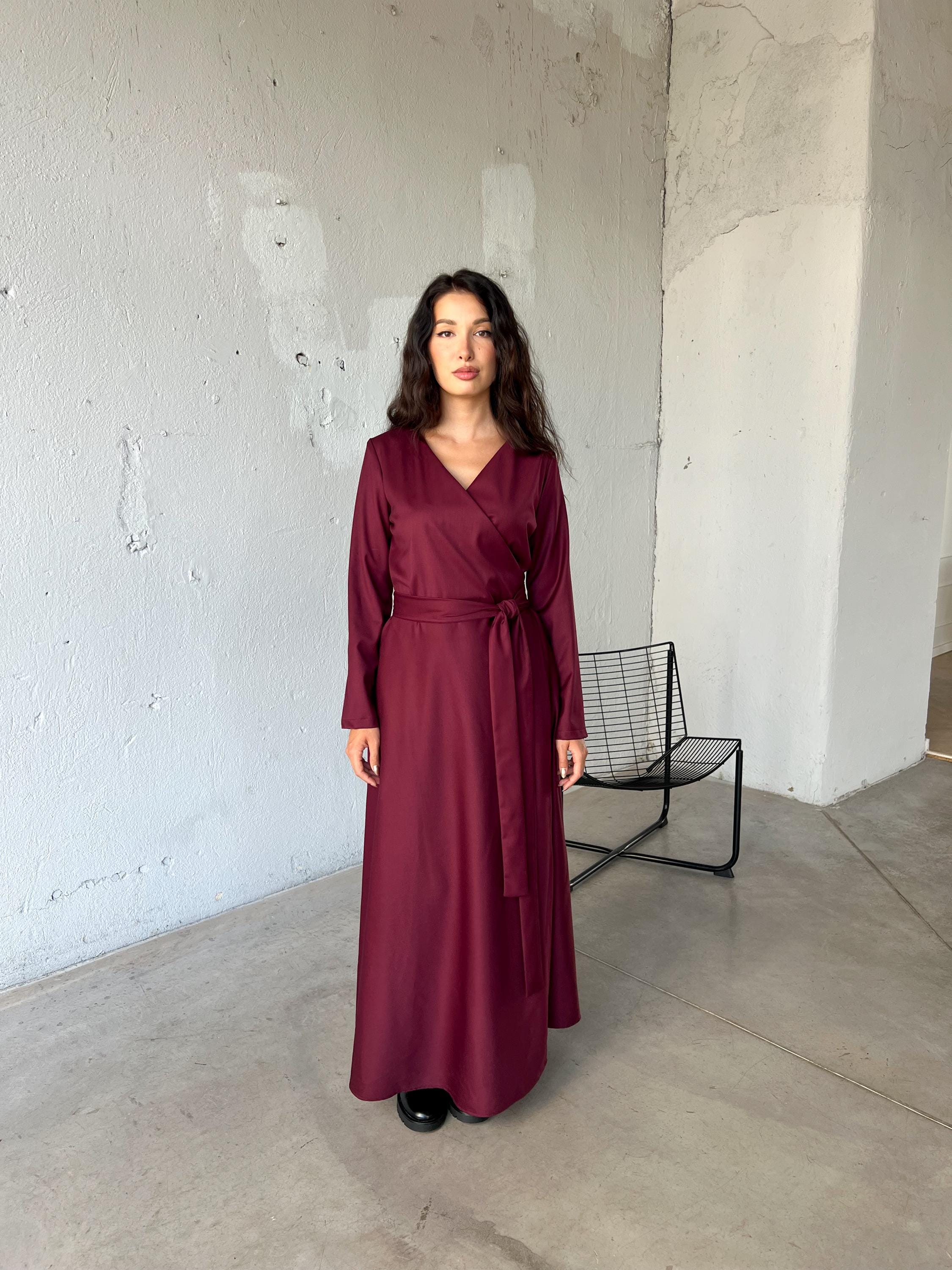 Embroidery Purple Caftan Dress Wrap Medieval Dress, Winter Fairy Dress, Wool Maxi Kaftan Dress, Long Modest Dress, Burgundy Plus Size Dress Embroidery Purple Caftan Dress Wrap Medieval Dress, Winter Fairy Dress, Wool Maxi Kaftan Dress, Long Modest Dress, Burgundy Plus Size Dress
