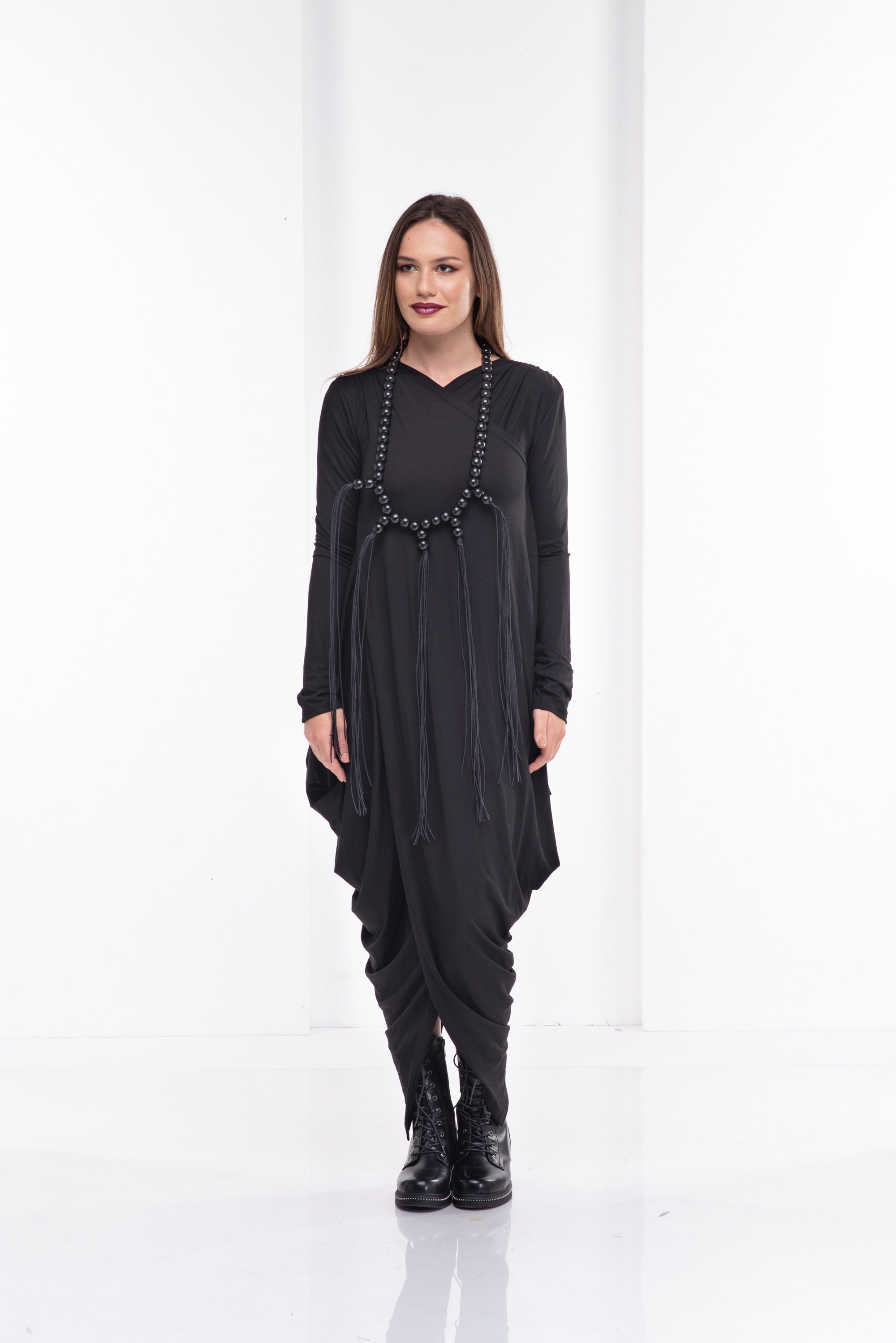 Black Asymmetrical Dress Extravagant Dress Kaftan Dress | Etsy