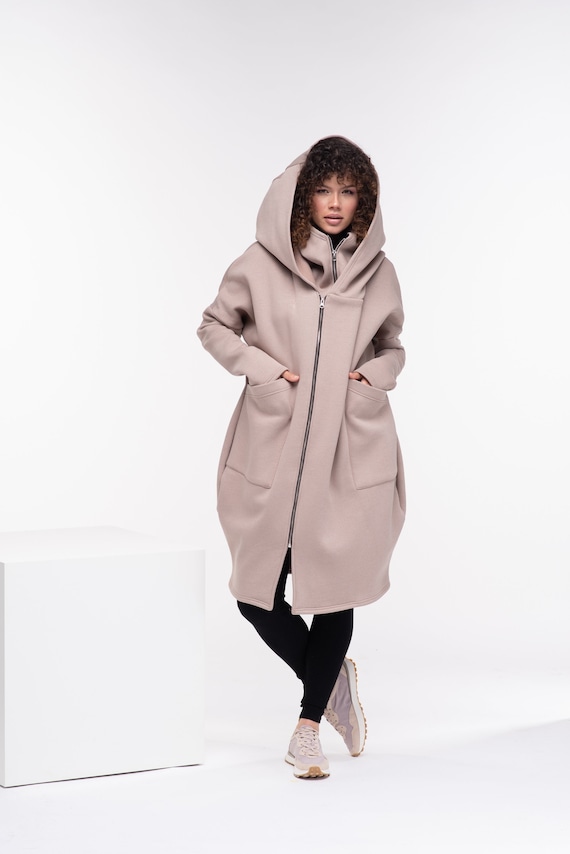 Cyberpunk Oversized Hoodie, Plus Size Hooded Coat, Asymmetrical