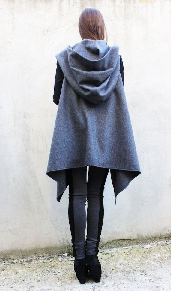 Buy Asymmetrical Wool Hoodie, Oversize Wool Tunic, Extra Warm 