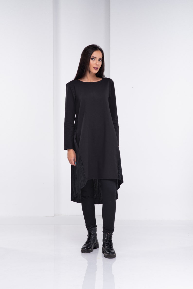 Black Tunic Dress Plus Size Tunic Ruffled Tunic Gothic Etsy