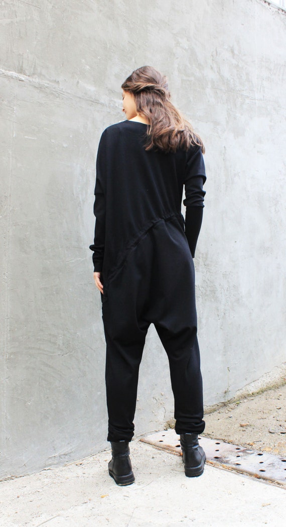 Black Maxi Jumpsuit/Long Sleeves Loose Jumpsuit/Plus Size | Etsy