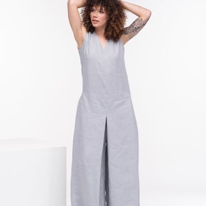 Linen Jumpsuit Women, Linen Palazzo Jumpsuit, Wide Leg Jumpsuit, Linen Clothing for Women image 2