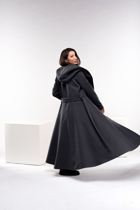 Gray Wool Princess Coat, Winter Swing Coat, Wool Steampunk Gray Wool Princess Coat, Winter Swing Coat, Wool Steampunk