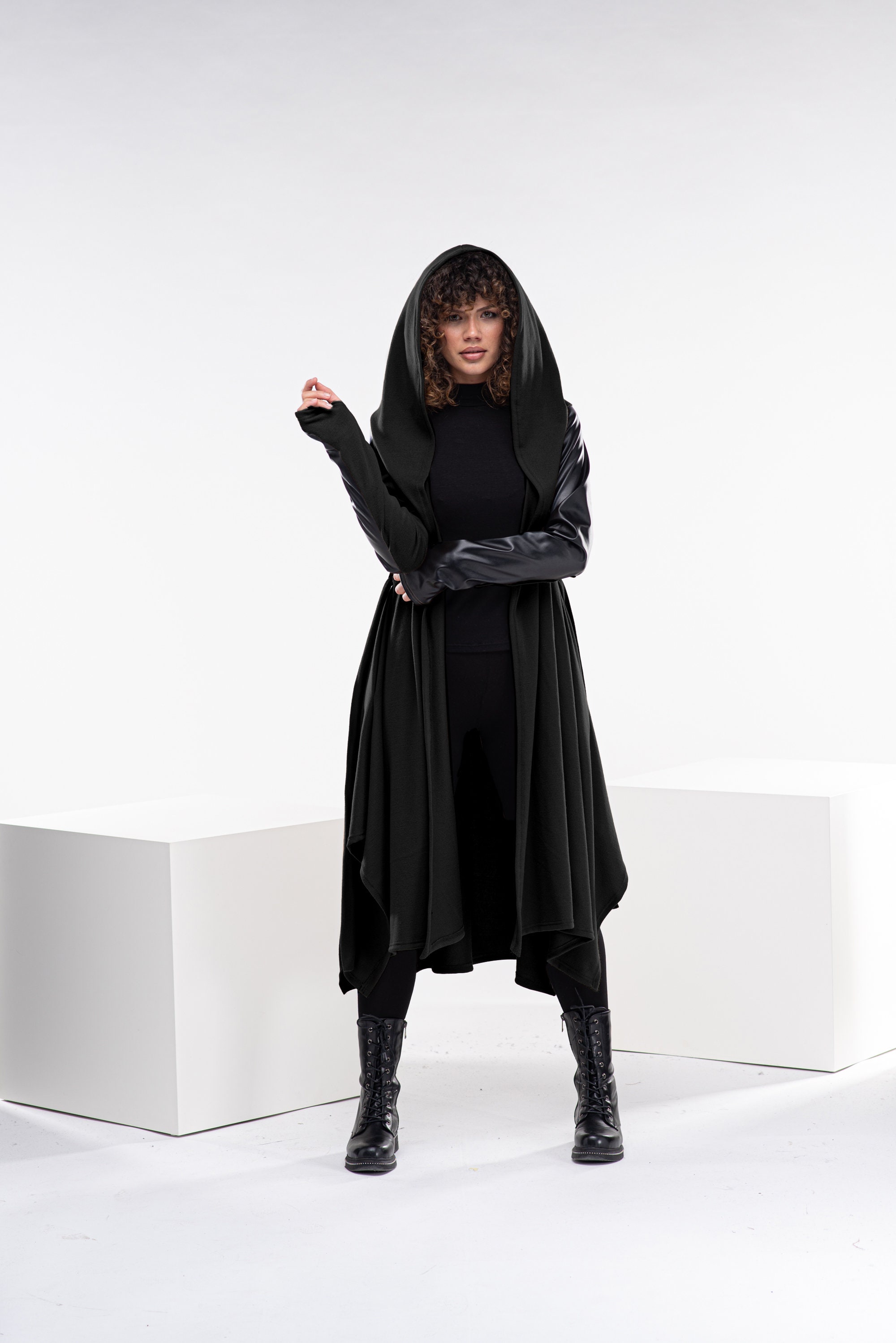 美品■Deorart■ファイヤーマン バックル フード付 マントコート フード DRT2812 【Goth mods coat】 ファイヤーマンバックル・ゴシック