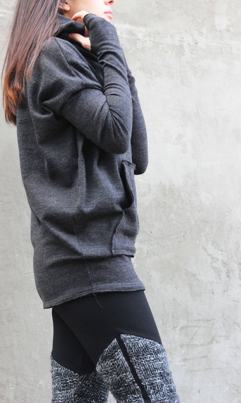 Extravagant sweater maxi loose tunic B0049 winter tunic top plus size warm top oversize warm top grey maxi sweater warm tunic