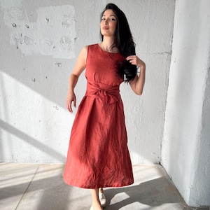 Linen Convertible Dress, Wrap Around Dress, Linen Kimono Dress, Sleeveless Dress with Ties, Summer Linen Dress, Beach Linen Dress