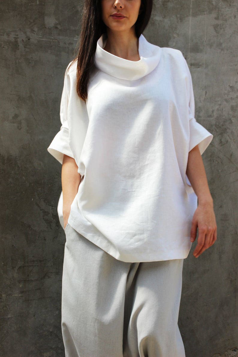 Linen Top, Linen Tunic Top, White Linen Top, Plus Size Linen, Loose Linen Top, Summer Top, Plus Size Tunic, Boho Top,Oversize Top,Plus Size image 1