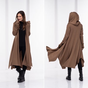 Winter Cloak with Hood, Long Hooded Cape, Wool Sweater Cape Coat, Oversized Cardigan