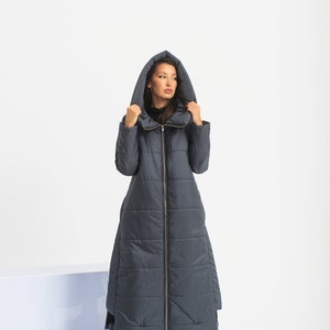 Cyberpunk Puffer Jacket, Maxi Winter Coat, Long Quilted Jacket, Goth Futuristic Clothing image 5