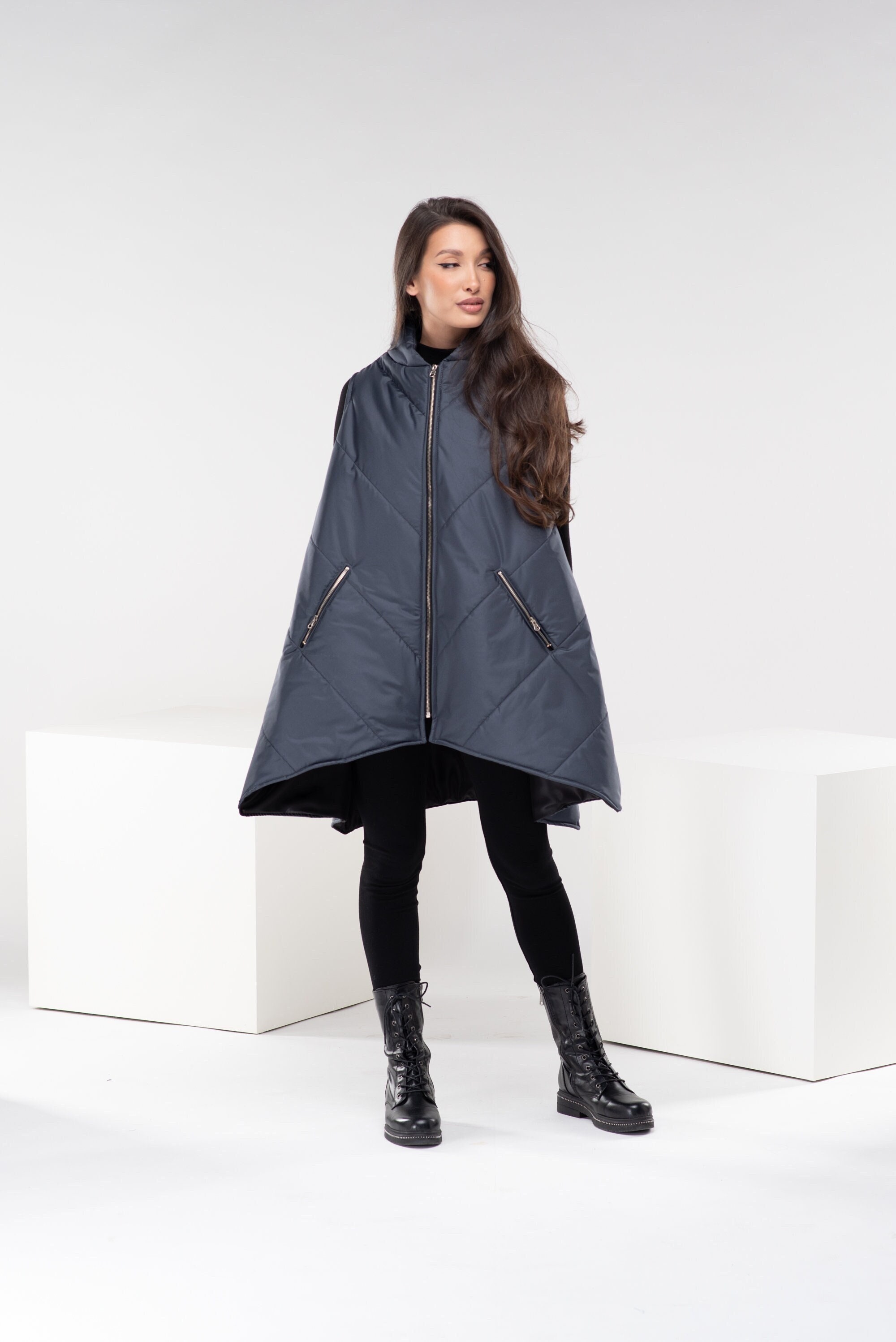 Asymmetrical Puffer Vest Sleeveless Quilted Jacket Winter Cyberpunk Jacket Gothic Wardrobe Avant Garde Clothing Oversized Jacket Etsy