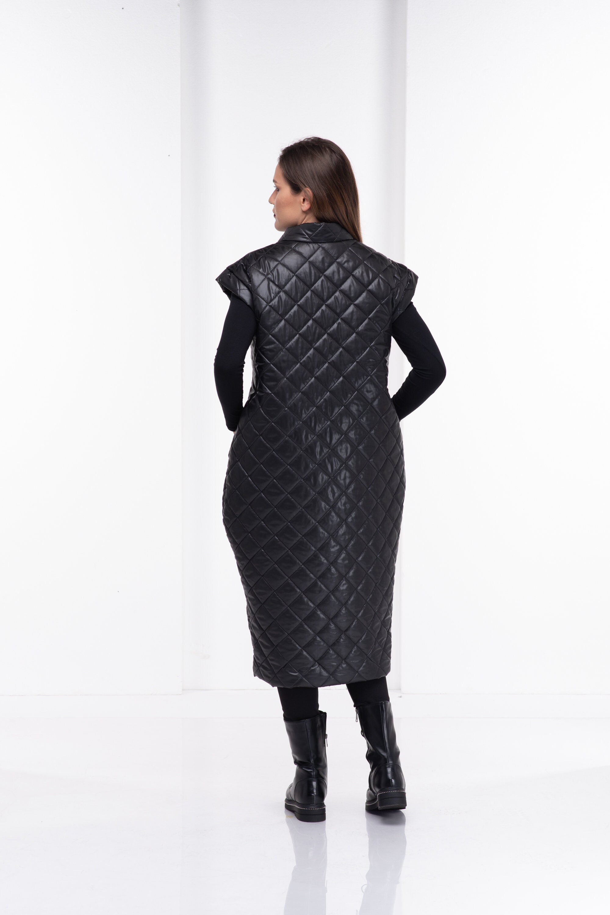 Sleeveless Puffer Jacket Black Bomber Jacket Women Long Vest Etsy