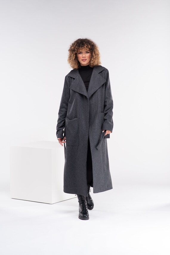 women's plus size wool swing coat