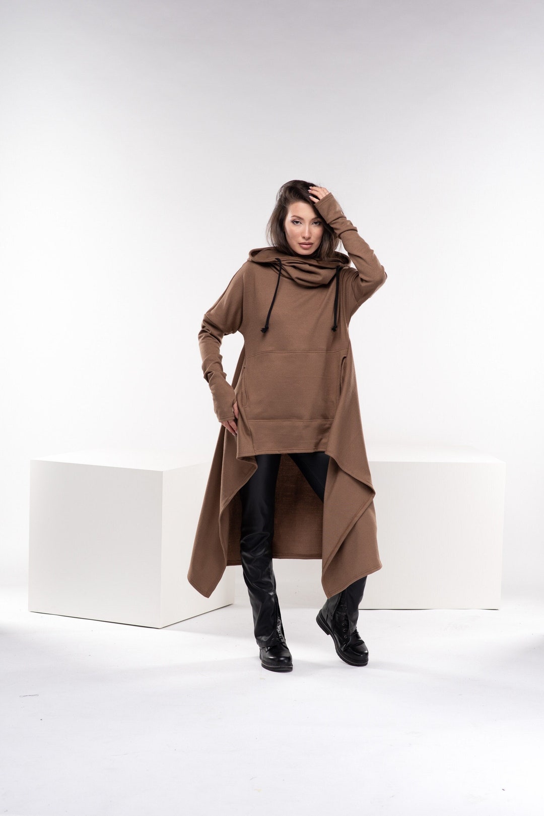 Oversized Knit Two-Piece Set With Asymmetrical Hem