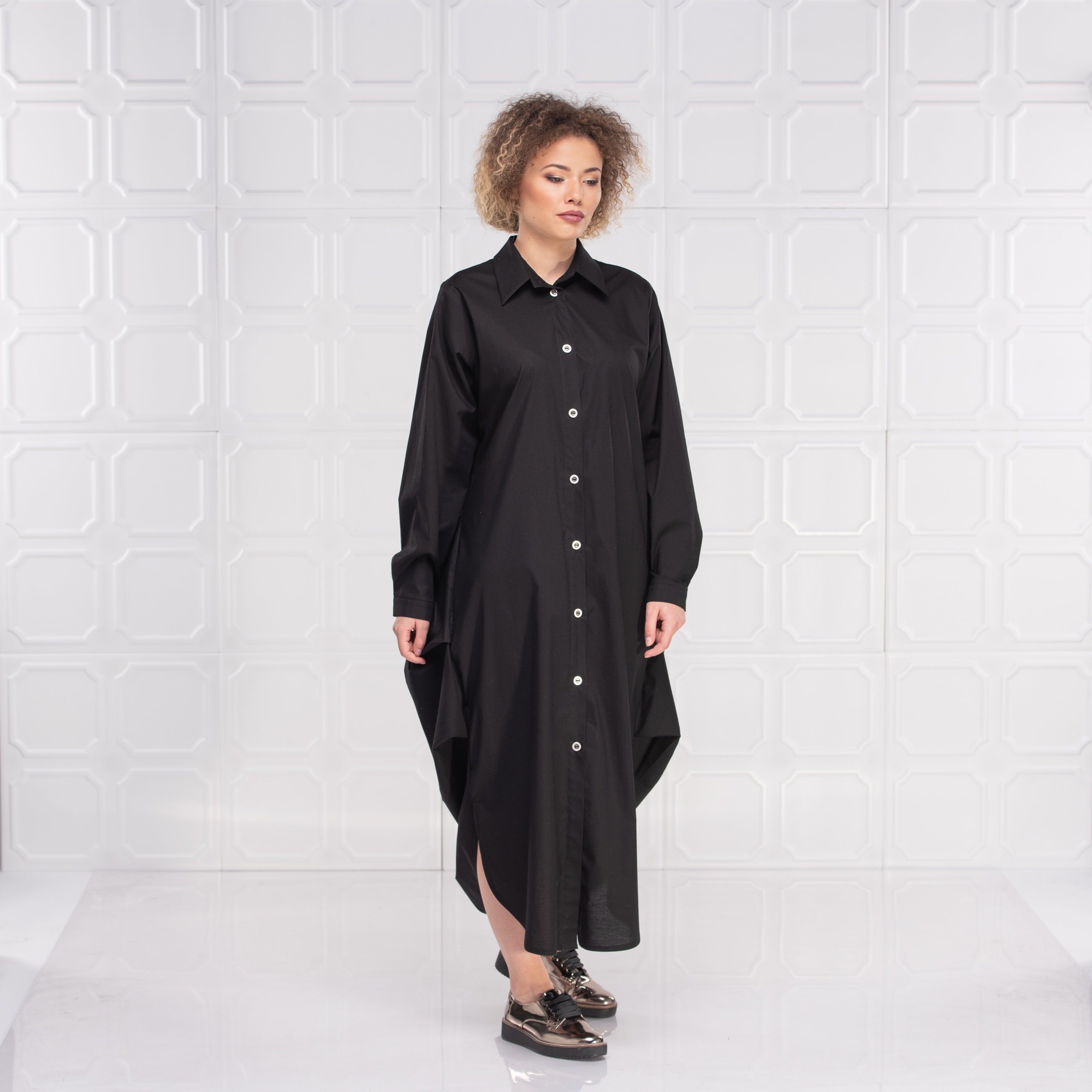 black winter dress coat – Sumarokova Atelier Size:US Size 6 What Does Black Tie Square Neck