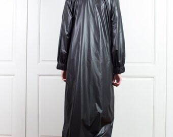 Black Raincoat Women, Cyberpunk Rain Jacket, Hooded Cape Coat