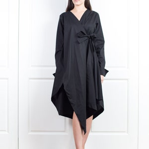 Women Dress Wrap Dress Shirt Dress Black Dress Plus Size - Etsy