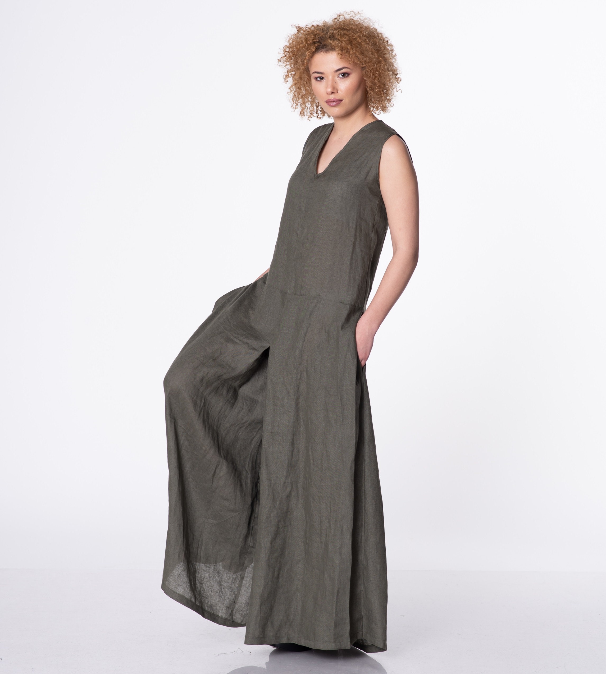 Linen Jumpsuit Black Jumpsuit Wide Leg Jumpsuit Jumpsuit - Etsy