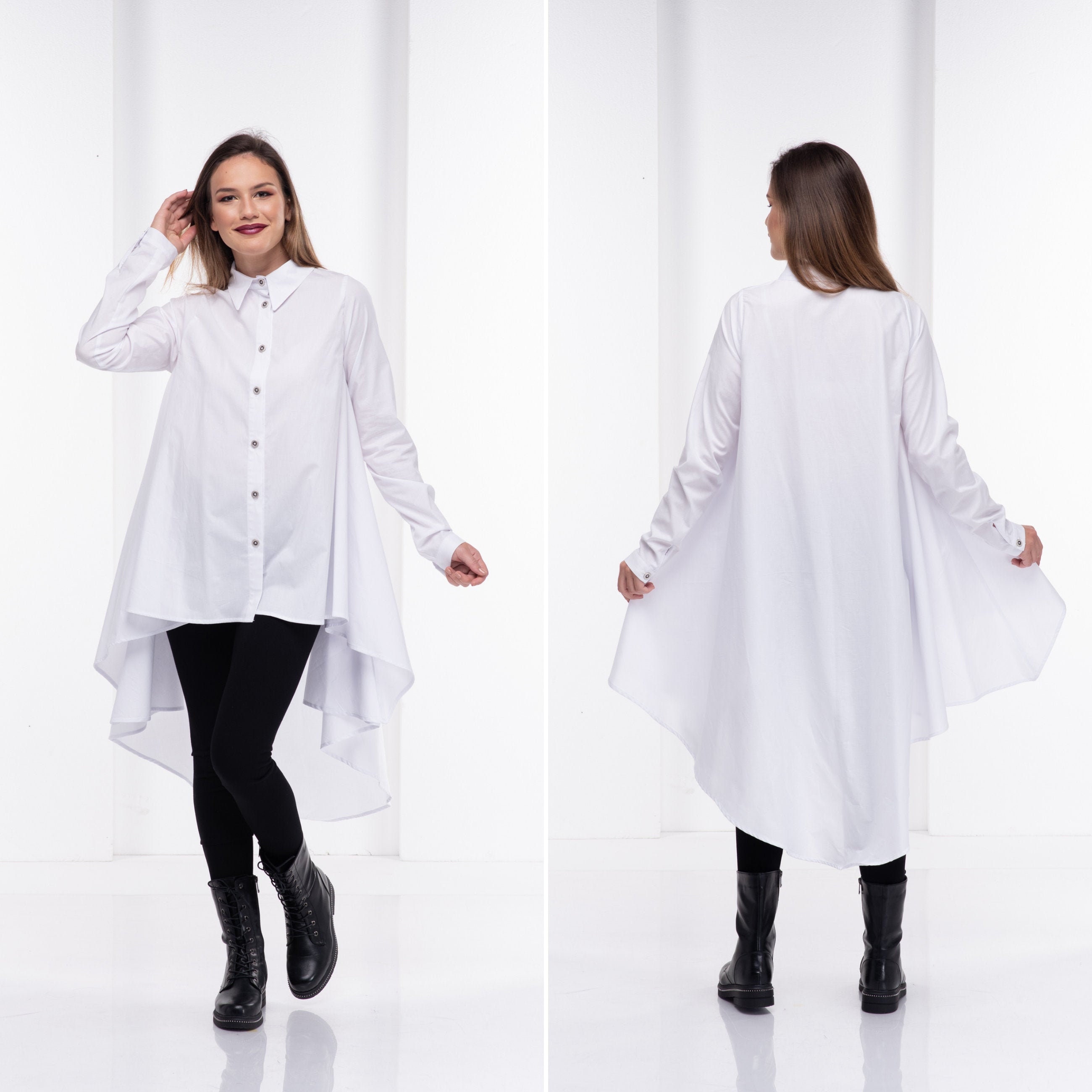 Chemise blanche chemise tunique femme vetements avant gardistes tunique longue styles amples tunique asymetrique tunique dete blanche vetements grande taille Etsy France