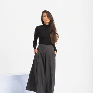 Palazzo Pants Women, Wool Pants Women, Wide Leg Pants, Gray Womens Trousers, Winter Harem Pants, Futuristic Clothing image 6