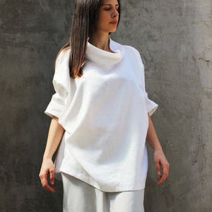 Linen Top, Linen Tunic Top, White Linen Top, Plus Size Linen, Loose Linen Top, Summer Top, Plus Size Tunic, Boho Top,Oversize Top,Plus Size image 2