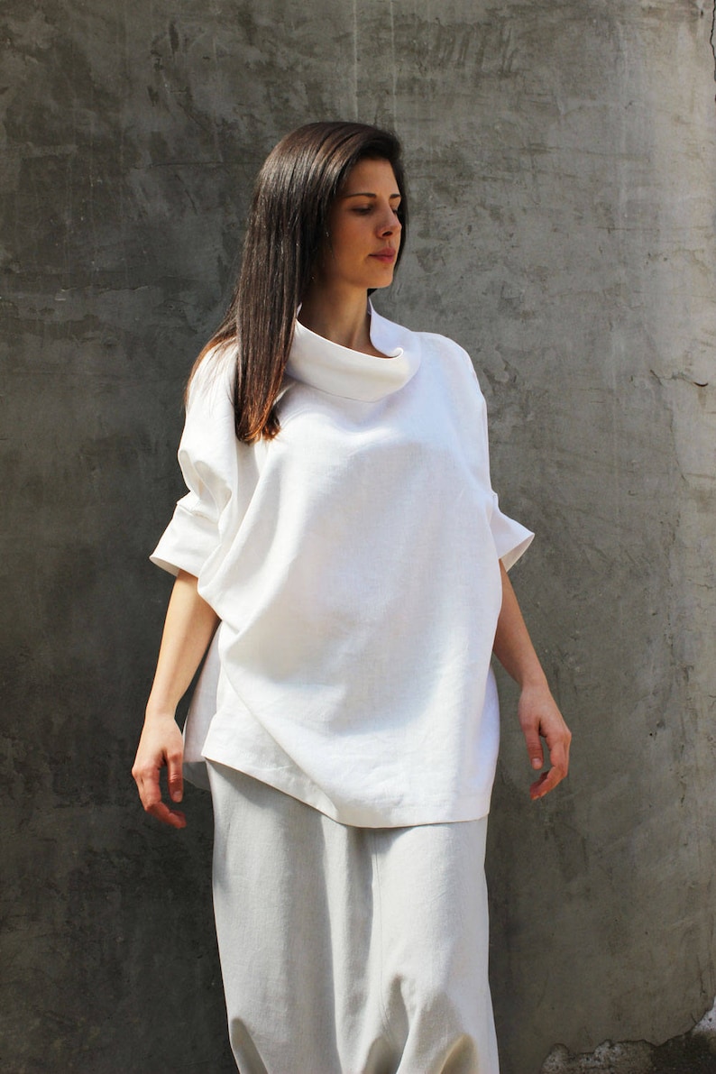 Linen Top, Linen Tunic Top, White Linen Top, Plus Size Linen, Loose Linen Top, Summer Top, Plus Size Tunic, Boho Top,Oversize Top,Plus Size image 2