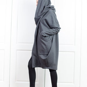 Oversized Hoodie, Cyberpunk Hoodie, Asymmetrical Cotton Coat, Cyberpunk Clothing for Women image 6