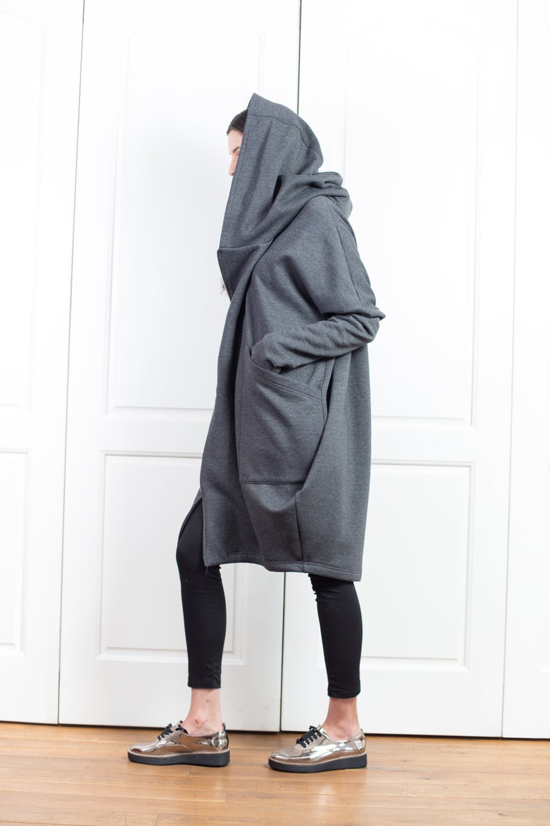 Oversized Hoodie, Cyberpunk Hoodie, Asymmetrical Cotton Coat, Cyberpunk Clothing for Women image 6