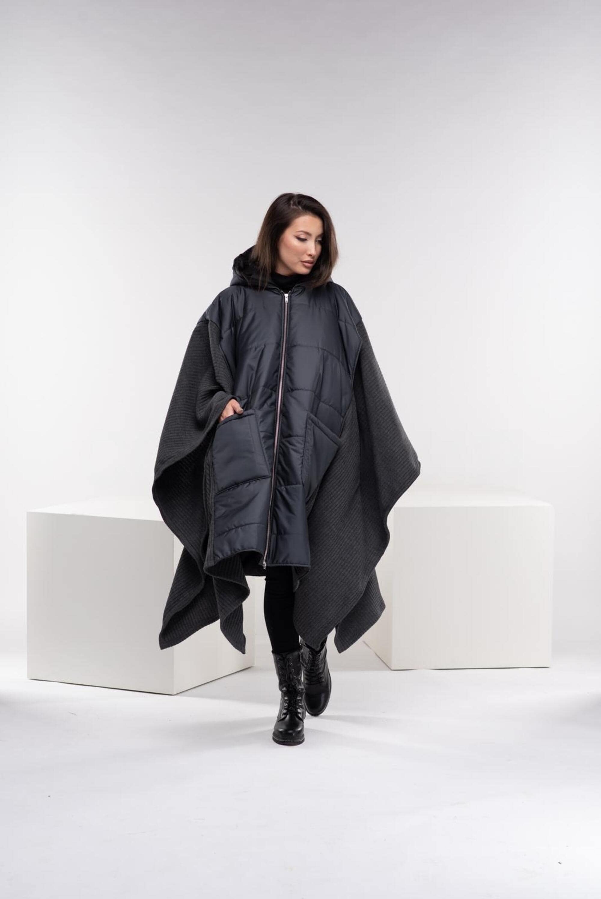 お礼や感謝伝えるプチギフト Plus Size Rain Cape, Rain Poncho Women, Hooded Cyberpunk ジャケット・アウター