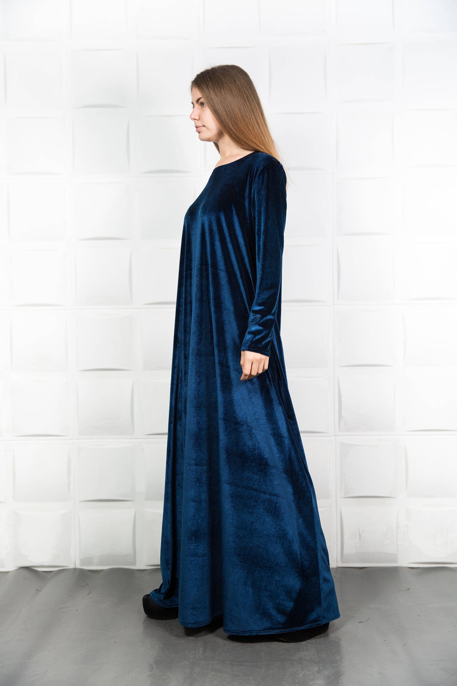 Velvet Dress Blue Velvet Dress Formal Dress Plus Size Ball - Etsy