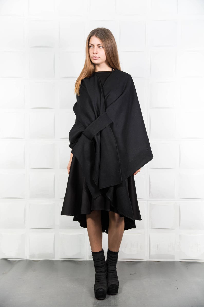 Black Cloak Wool Cloak Coat Winter Cloak Coat Wrap Coat Etsy