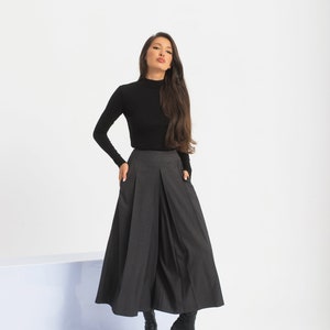 Palazzo Pants Women, Wool Pants Women, Wide Leg Pants, Gray Womens Trousers, Winter Harem Pants, Futuristic Clothing image 2
