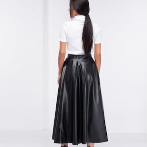 Lange leren rok, gotische maxirok, cyberpunkkleding, steampunkrok, boho maxirok afbeelding 6