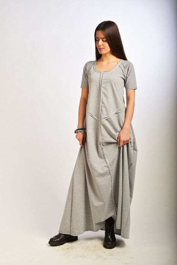 Grey Asymmetrical Dress/ Maxi Extravagant Dress / Loose Etsy
