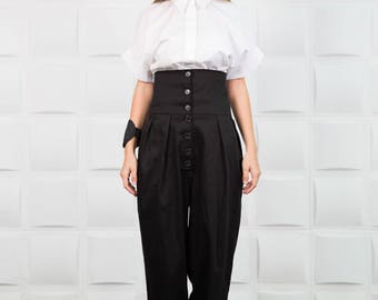 Black Harem Pants, Drop Crotch Pants, High Waist Pants