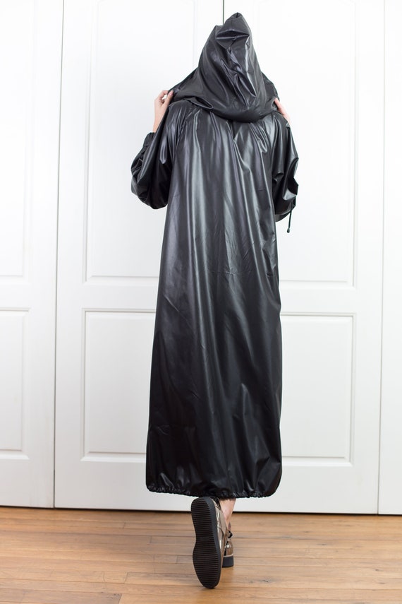 RainRapsDev Black & Camel RAINTRENCH (with Detachable Hood) | Rain Trench Coat Large