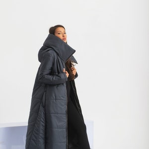 Cyberpunk Puffer Jacket, Maxi Winter Coat, Long Quilted Jacket, Goth Futuristic Clothing image 2