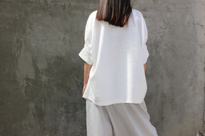 Linen Top, Linen Tunic Top, White Linen Top, Plus Size Linen, Loose Linen Top, Summer Top, Plus Size Tunic, Boho Top,Oversize Top,Plus Size image 6