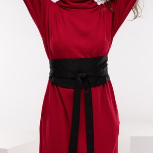 Robe longue rouge en tricot, robe longue d'hiver, robe longue en laine, robe d'automne à col roulé, robe pull chaude image 6