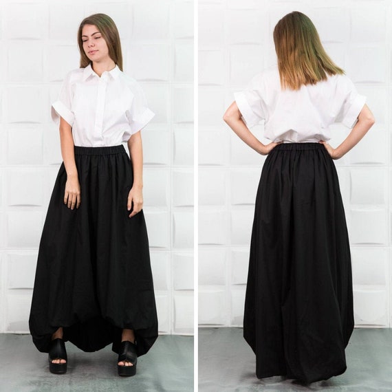 Black Maxi Skirt Ball Skirt Floor Length Skirt Black Wedding Skirt Full Skirt Plus Size Skirt Steampunk Skirt Loose Skirt Asymmetric